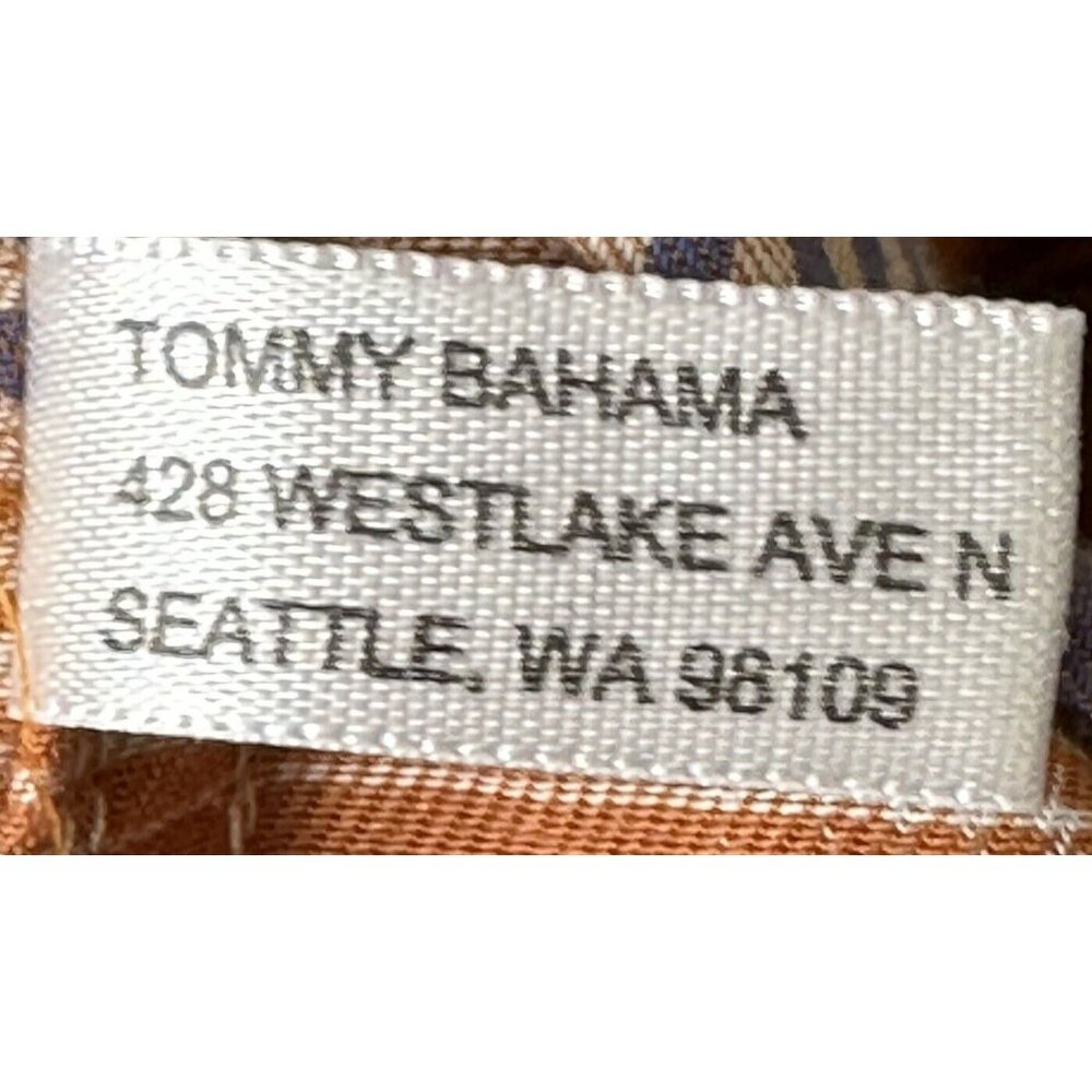 Tommy Bahama Mens Shirt Button Up Long Sleeve Casual Orange Blue Plaid X-Large - Picture 12 of 13